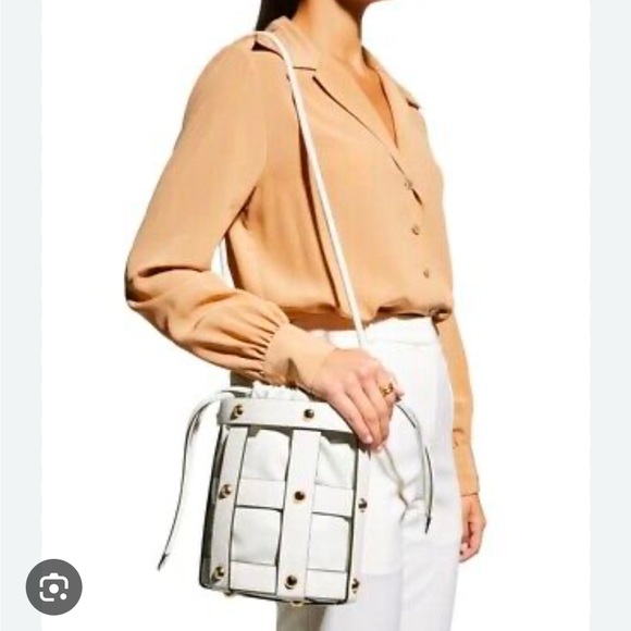 Salvatore Ferragamo Leather Studded Cage Bucket Bag - Picture 5 of 6